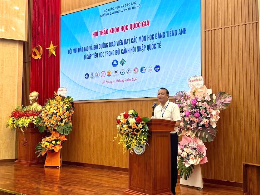 PGS.TS Nguyễn Đức Sơn, Hiệu trưởng Trường đại học Sư phạm Hà Nội phát biểu. 
