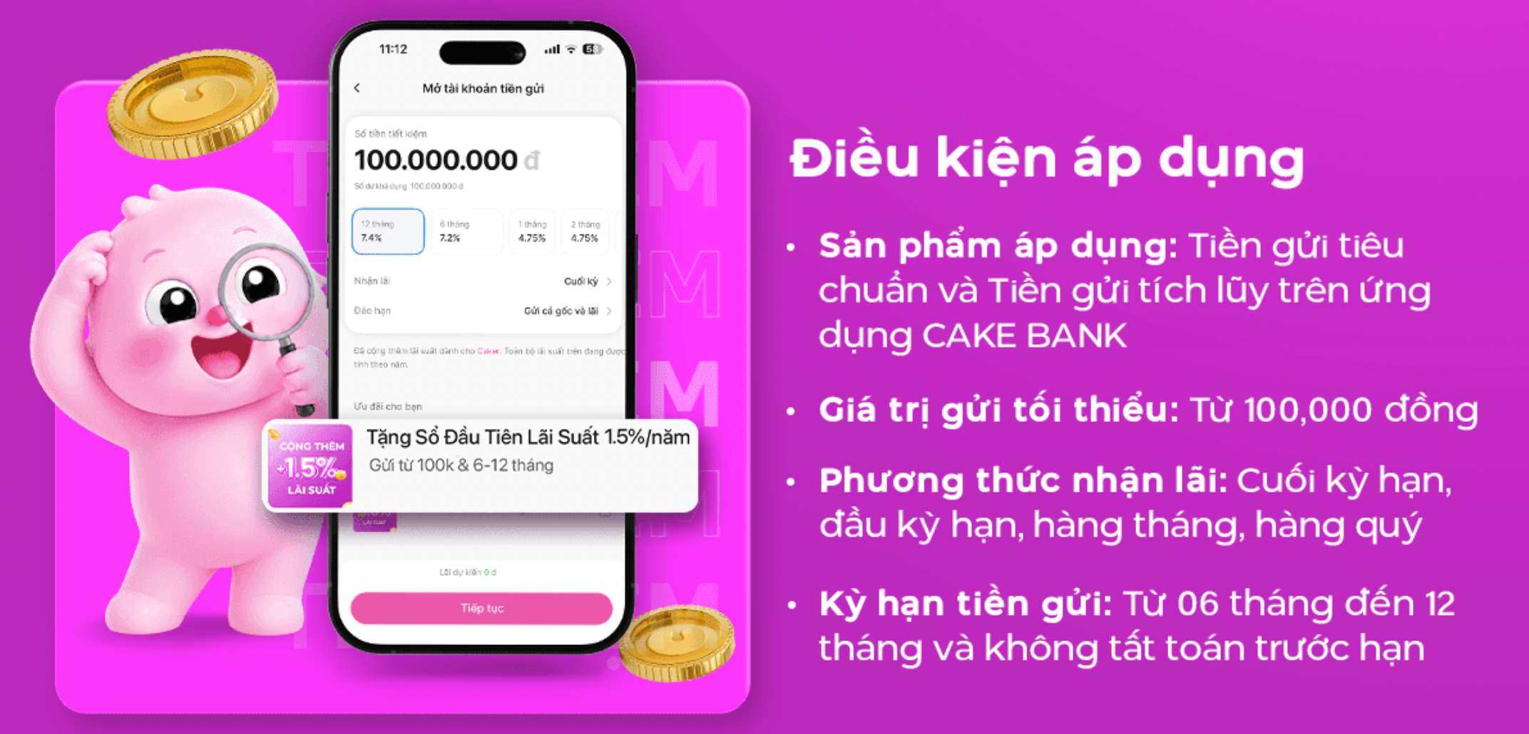 Biểu lãi suất tiết kiệm Cake by VPBank. Ảnh: Cake by VPBank