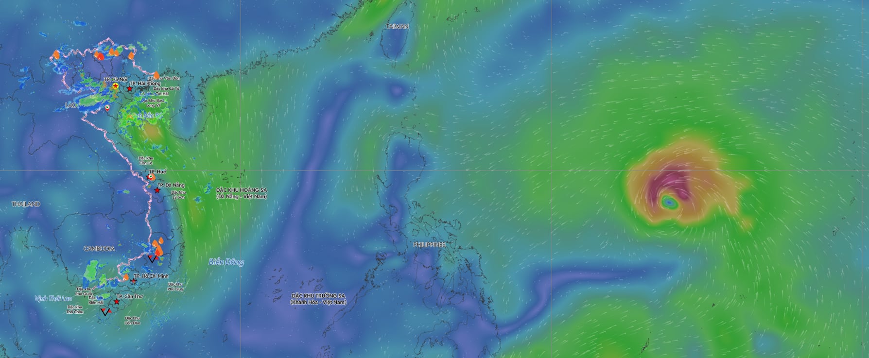 Typhoon Mekhala is forecast to show no signs of moving into the East Sea. Source: Vietnam Disaster Monitoring System