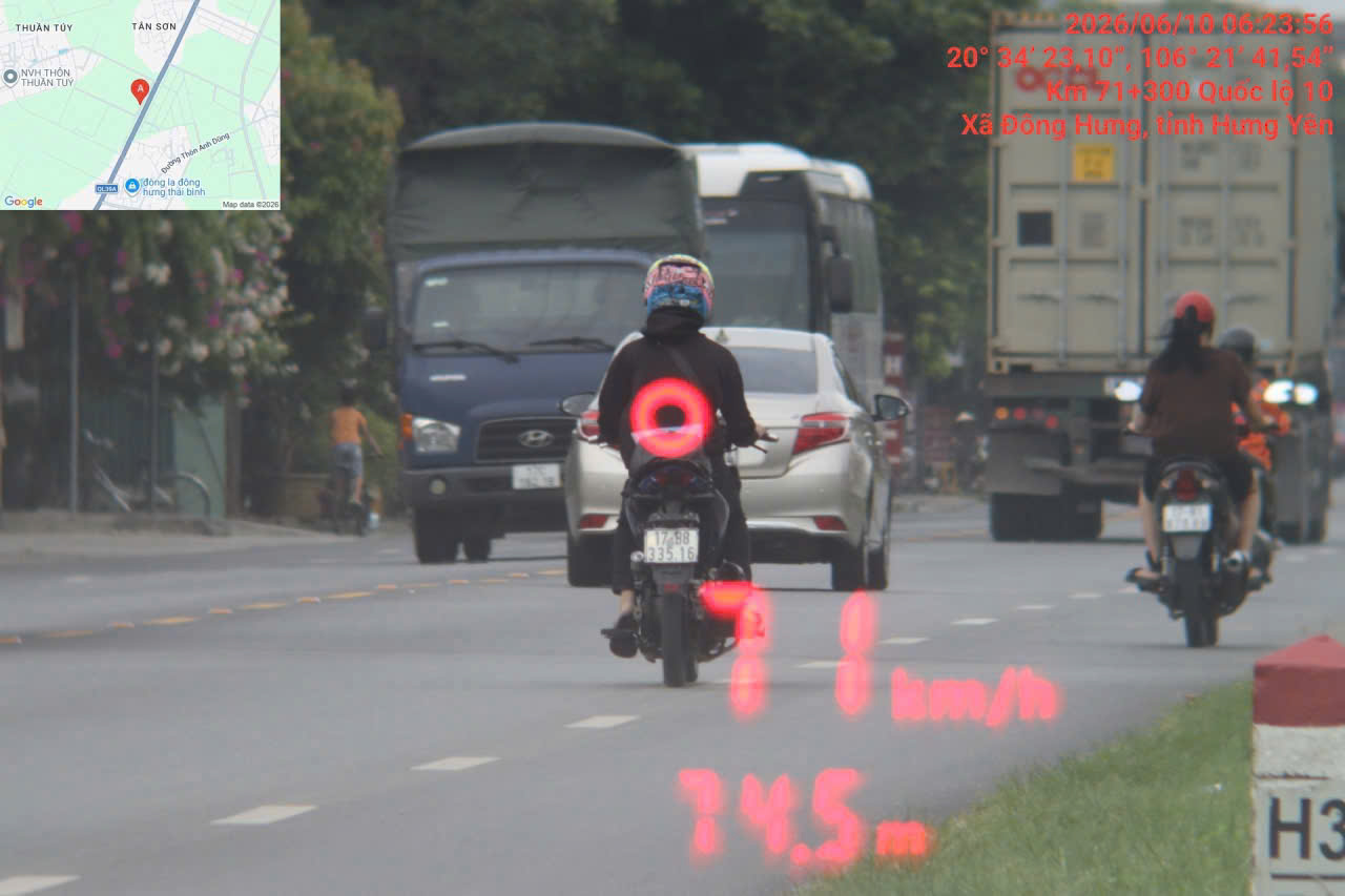 Motorbike owner fined remotely in Hung Yen. Photo: Hung Yen Traffic Police