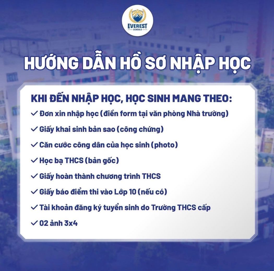 Hướng dẫn hồ sơ nhập học. Ảnh: Nhà trường