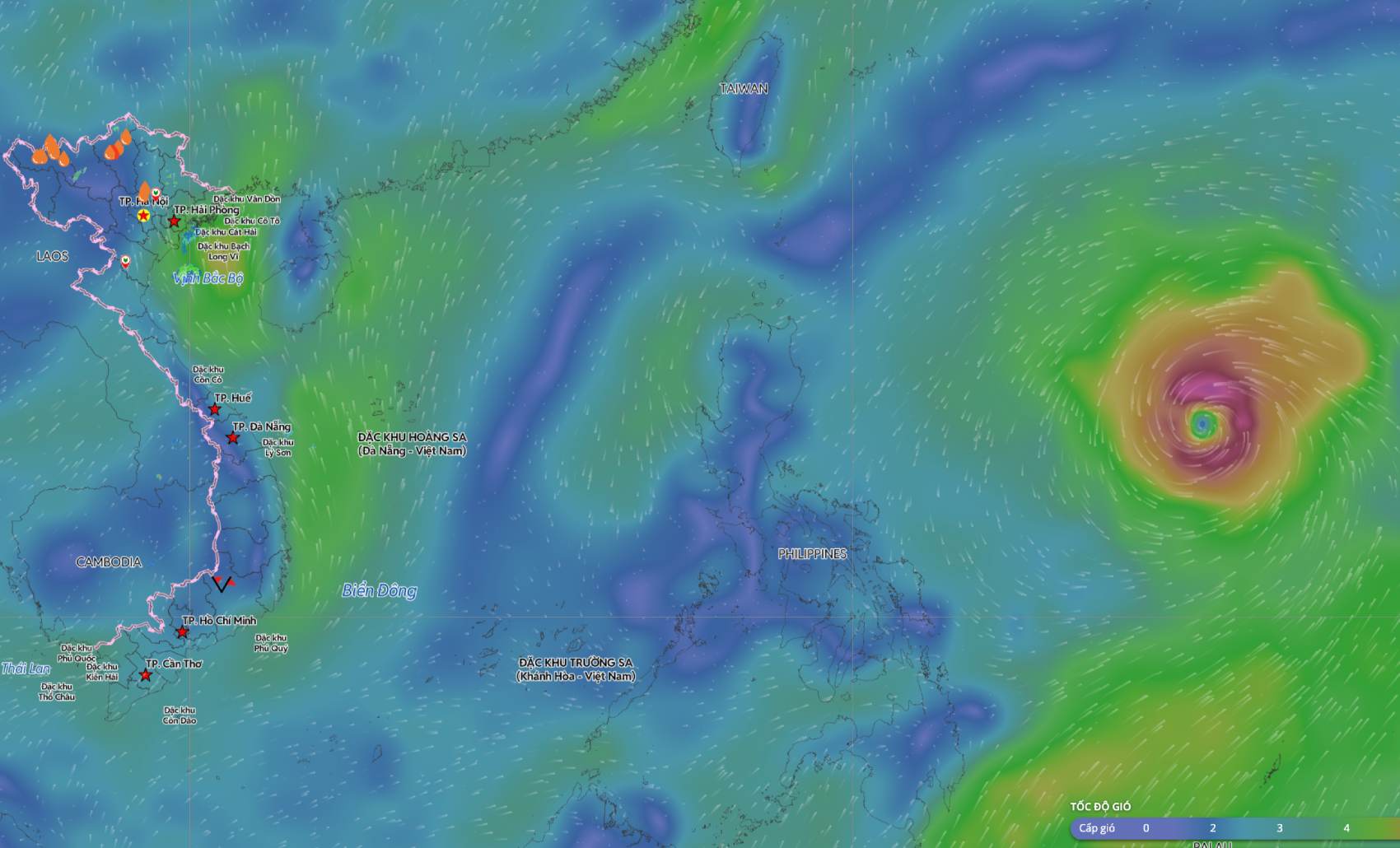 Se pronostica que la tormenta Mekhala tiene pocas posibilidades de entrar en el Mar del Este. Fuente de la foto: Sistema de Monitoreo de Desastres Naturales de Vietnam