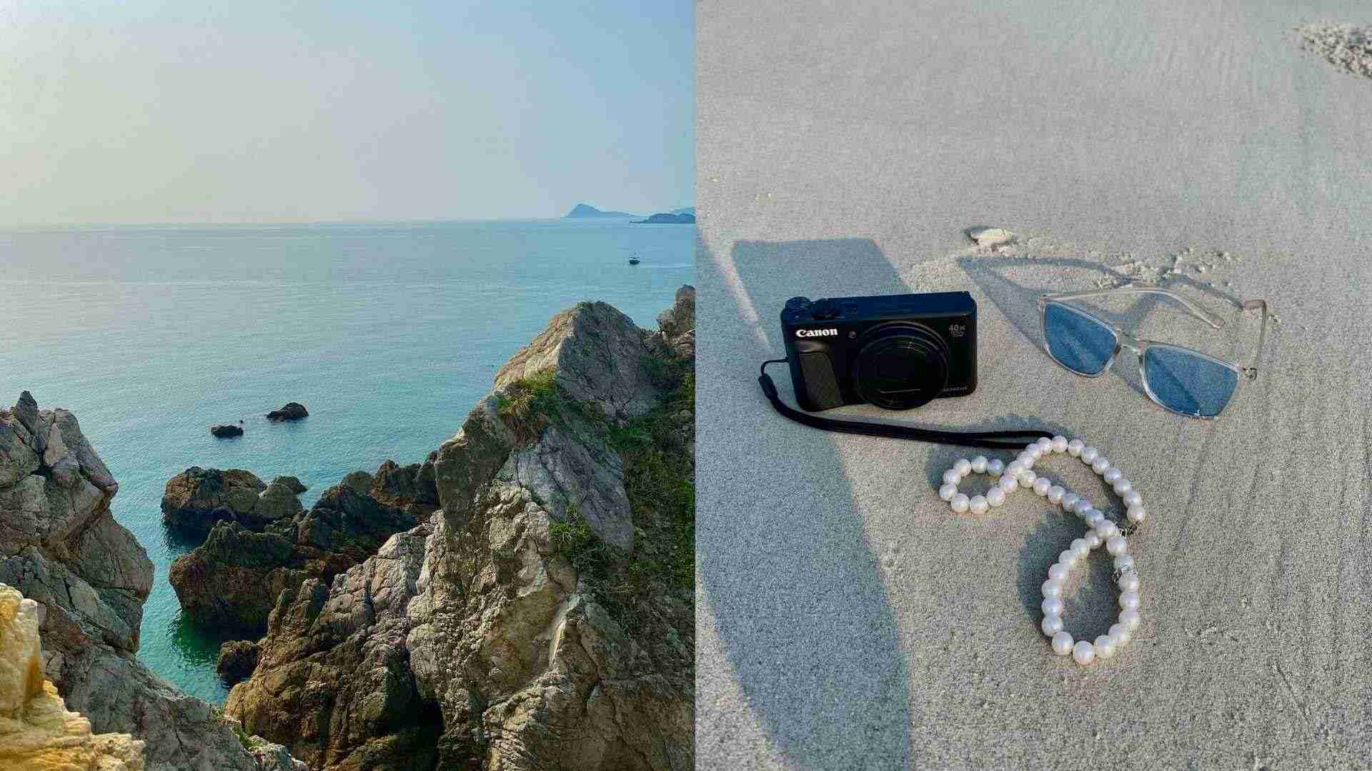 Từ bãi biển Minh Châu đến Eo Gió, mỗi điểm đến đều được anh Quyết lưu lại bằng những bức ảnh kỷ niệm. Ảnh: NVCC