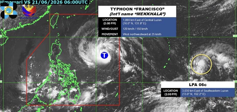 New low pressure forms after Typhoon Mekkhala. Photo: PAGASA