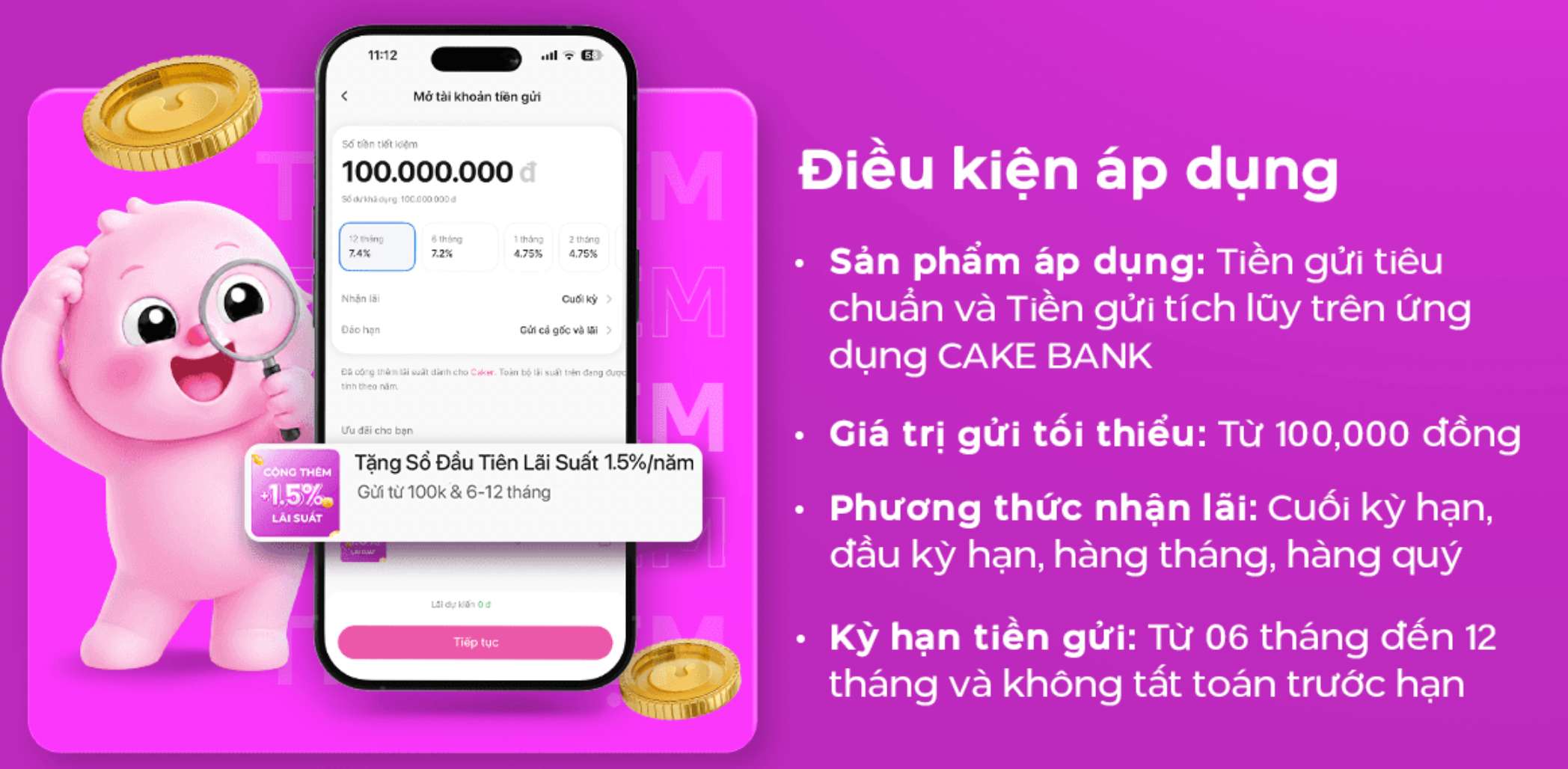 Biểu lãi suất tiết kiệm Cake by VPBank. Ảnh: Cake by VPBank