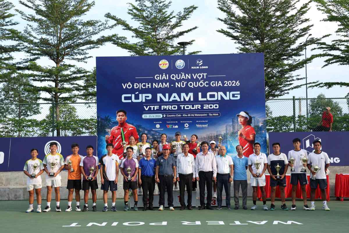 Giải Quần vợt vô địch nam – nữ quốc gia VTF Pro Tour 200 – Cúp Nam Long 2026 đã kết thúc tốt đẹp vào chiều ngày 21.6. Ảnh: VTF
