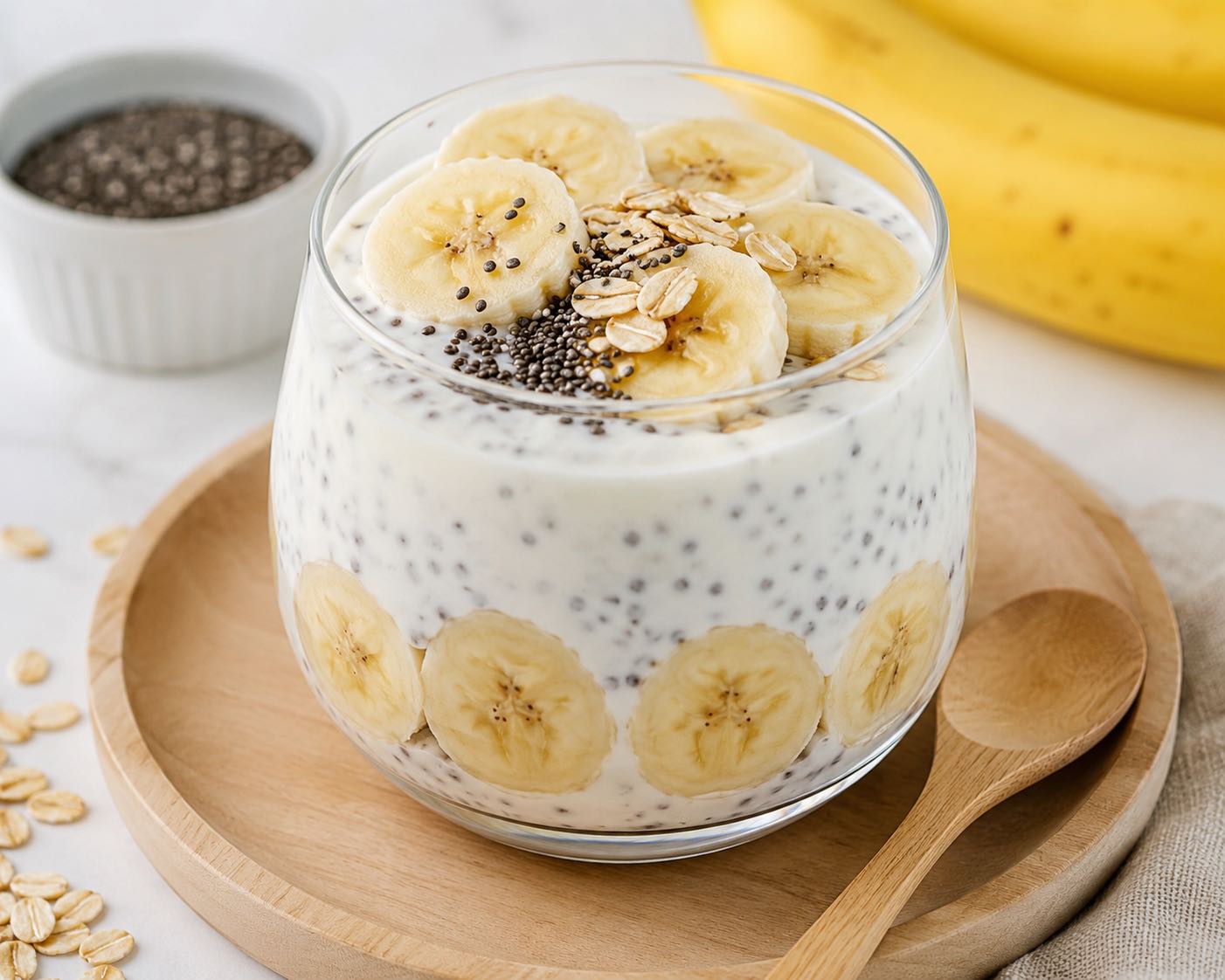 Combining chia seeds with bananas helps increase fiber, which is beneficial for the heart. Graphics: Vy Vy