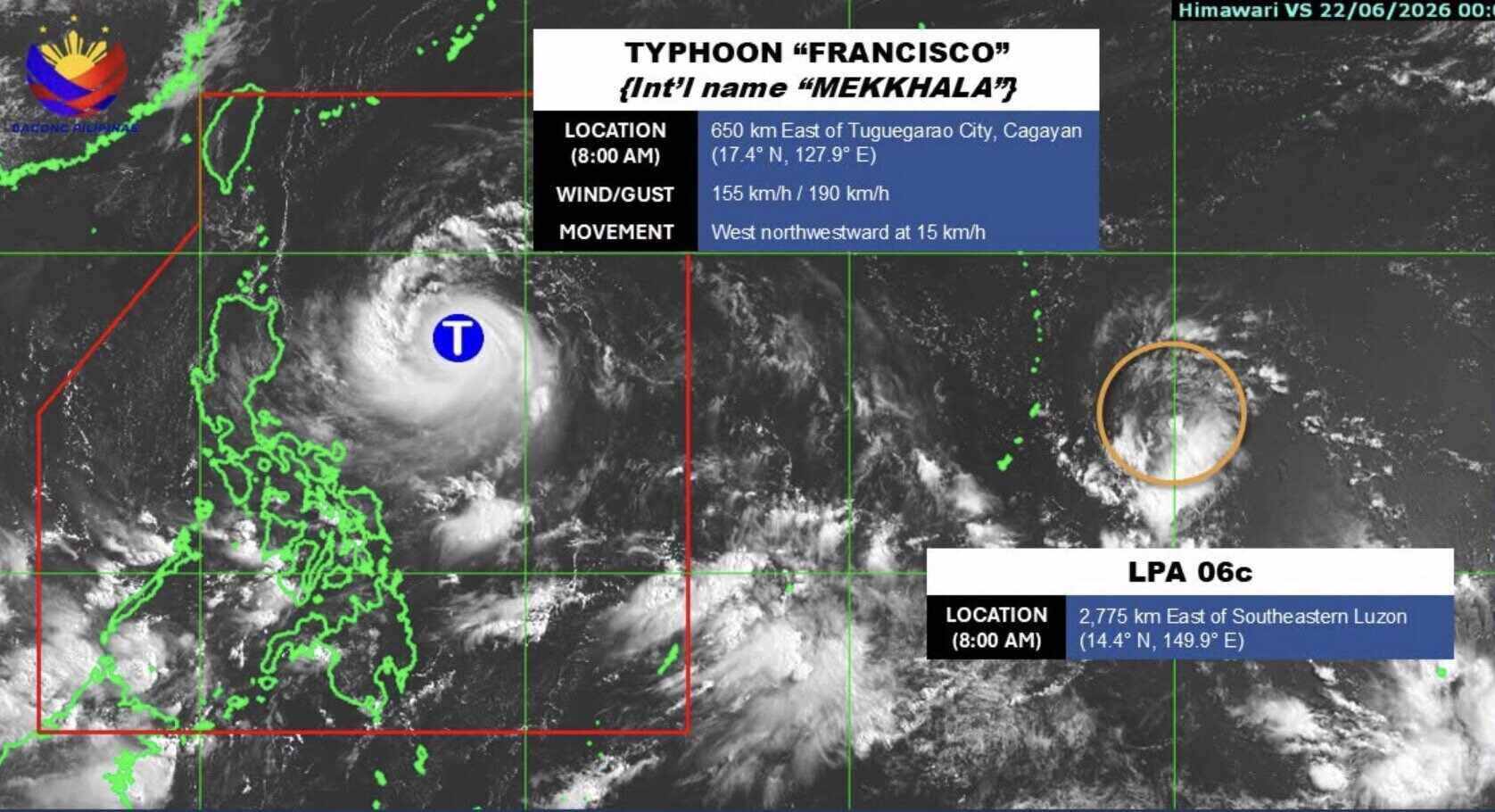Typhoon Mekkhala morning of June 22. Photo: PAGASA