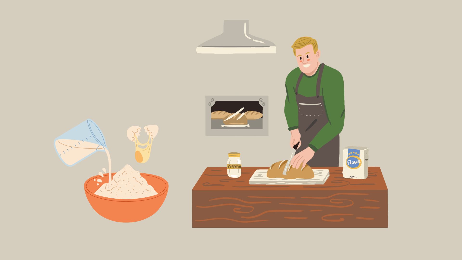 Making breakfast cakes for the whole family. Graphic photo: Hoang Loc