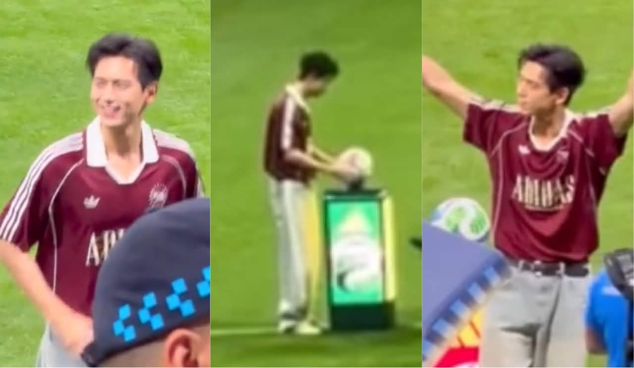 Ly Hien appeared before the Spain - Saudi Arabia match at the 2026 World Cup. Photo: Cut from video