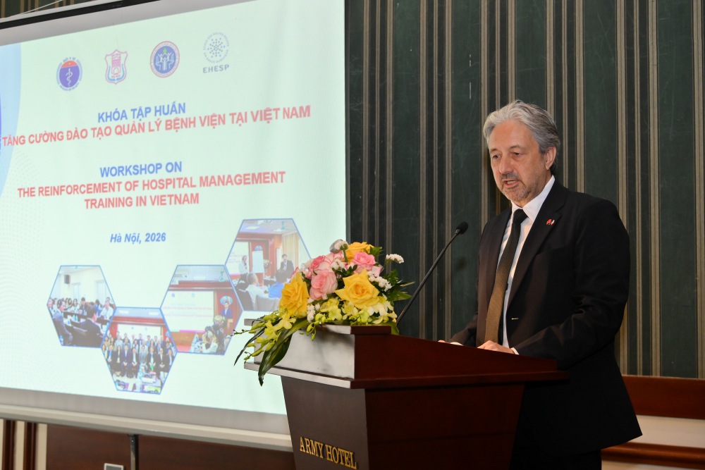 Ông Eric SOULIER, Tham tán hợp tác và hoạt động văn hóa – Đại sứ quán Pháp tại Việt Nam phát biểu tại hội thảo. Ảnh: Nguyễn Thu