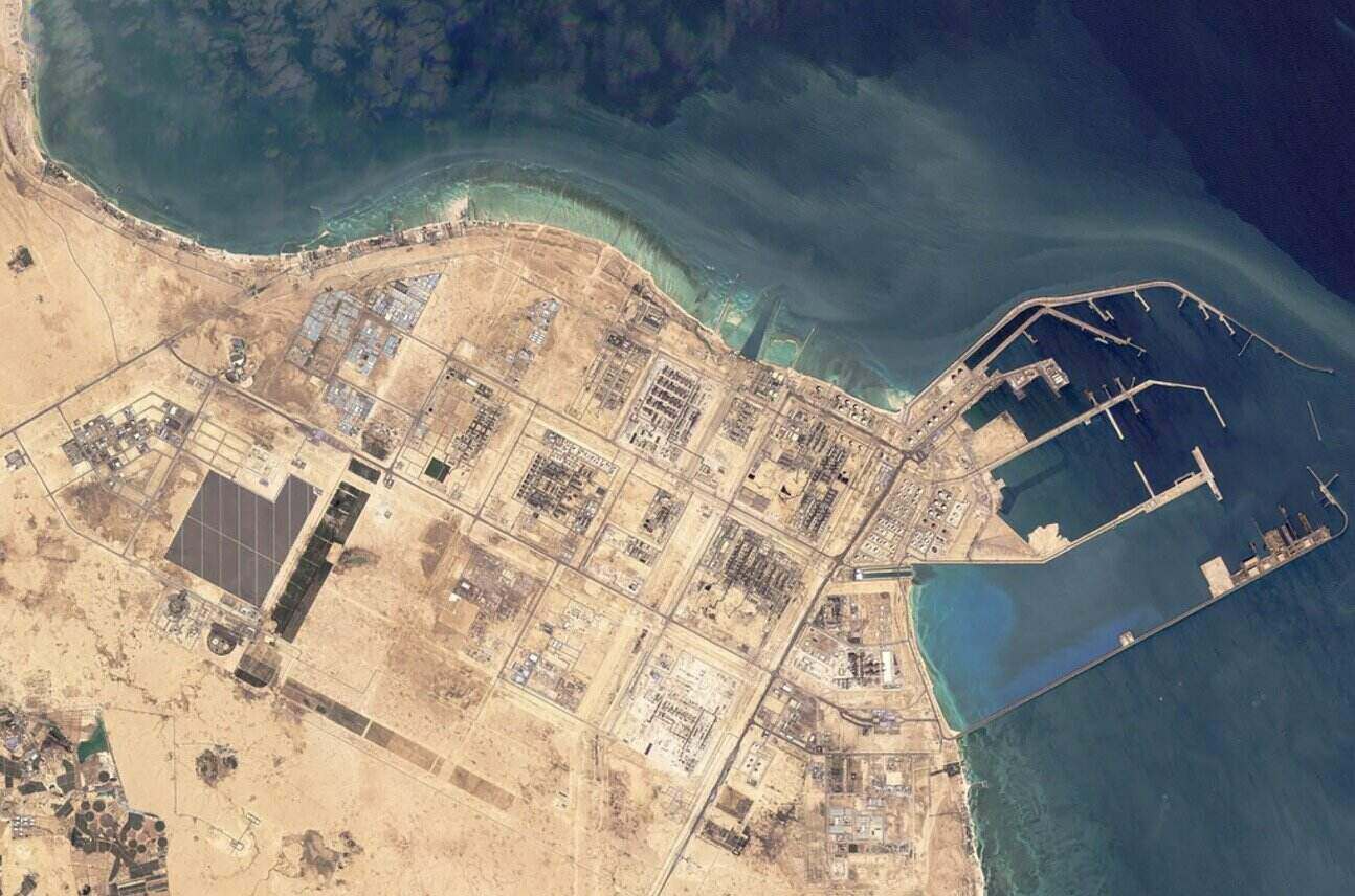 Satellite image of Ras Laffan industrial park in Qatar, where the large explosion just occurred on June 21. Photo: Planet Labs PBC