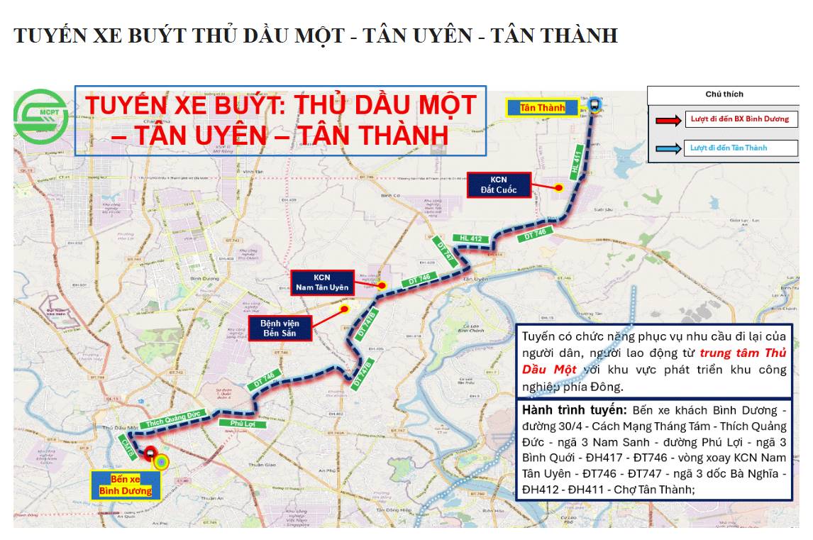 Lộ trình 5 tuyến xe buýt dự kiến mở mới ở khu vực Bình Dương cũ.  Ảnh: Trung tâm Quản lý giao thông công cộng TPHCM