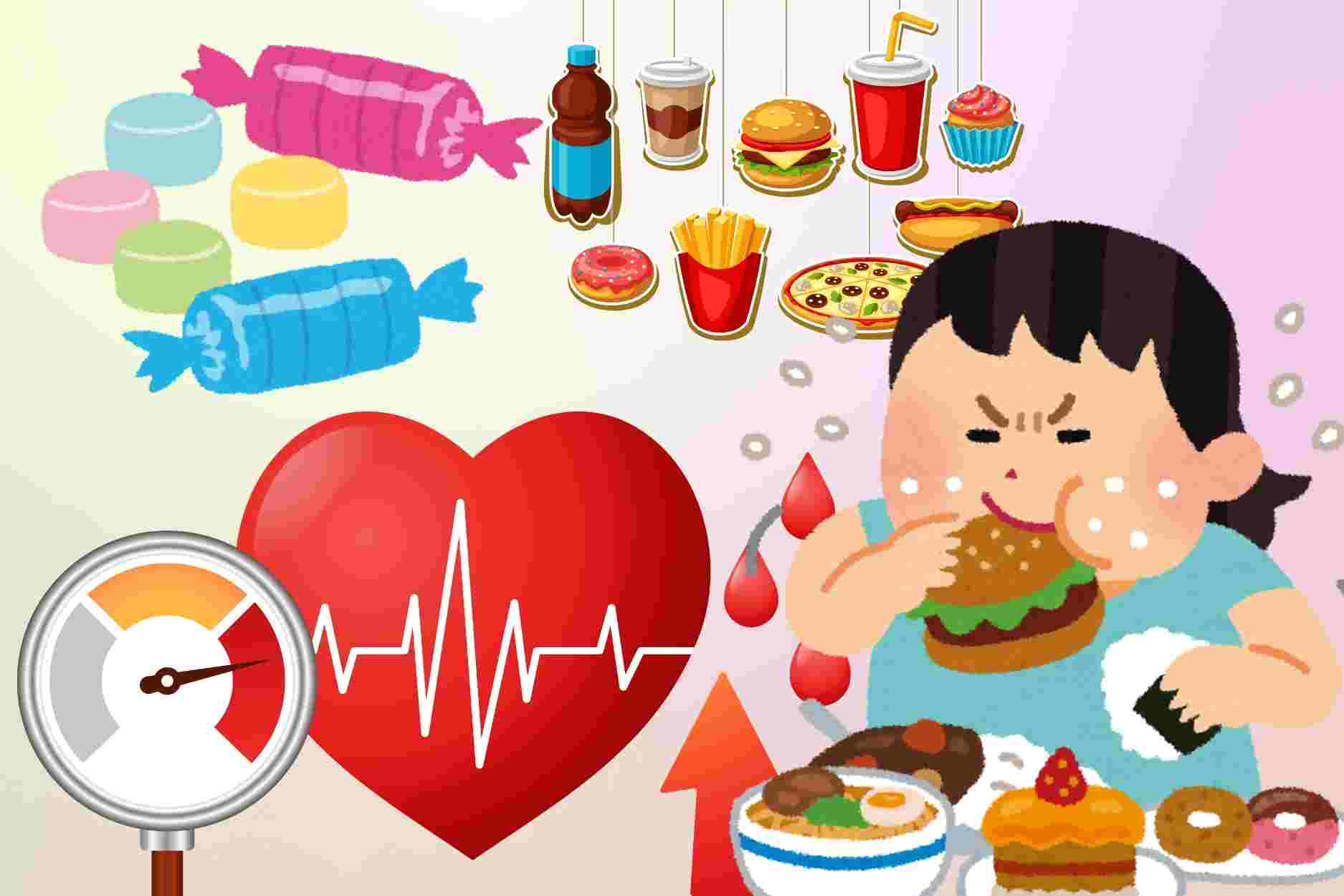 Foods high in sugar and salt that people with high blood pressure should avoid