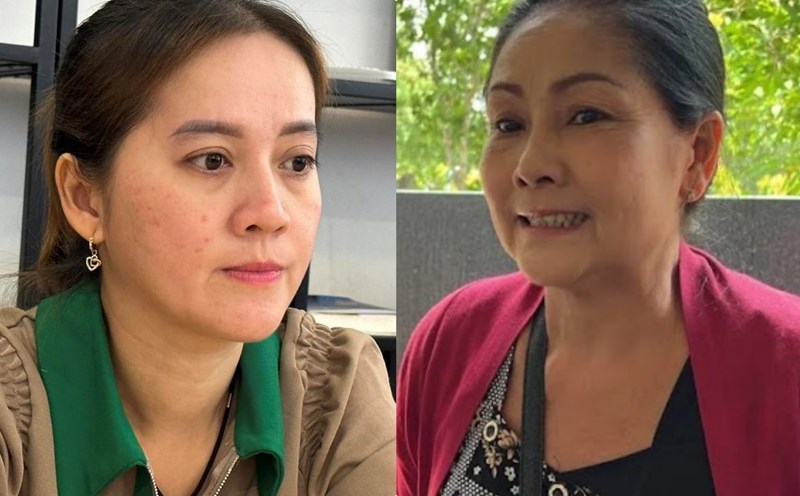 Ms. Hong Nhung - younger sister of Meritorious Artist Vu Linh (right) and Hong Loan - adopted daughter of the late artist. Photo: DIPY