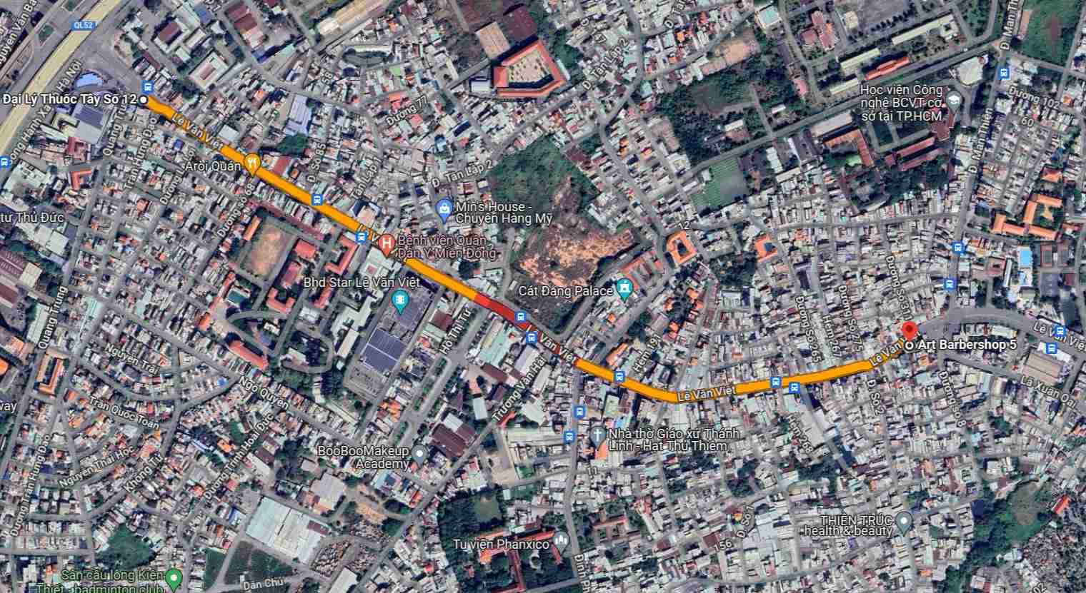 Đường Lê Văn Việt (đoạn từ Xa lộ Hà Nội đến đường Lã Xuân Oai) sắp được mở rộng.  Ảnh: Google Maps