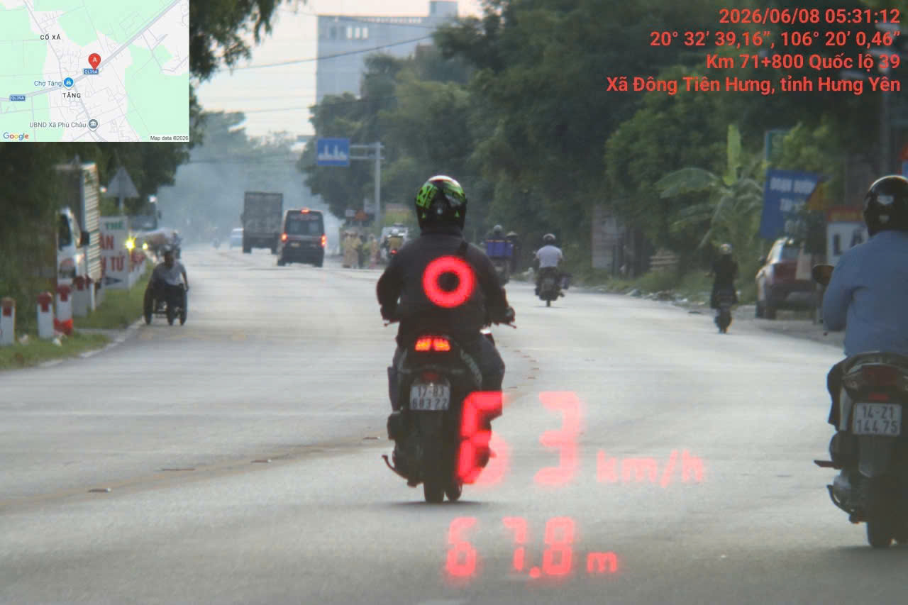 Motorbike owner fined remotely. Photo: Hung Yen Traffic Police