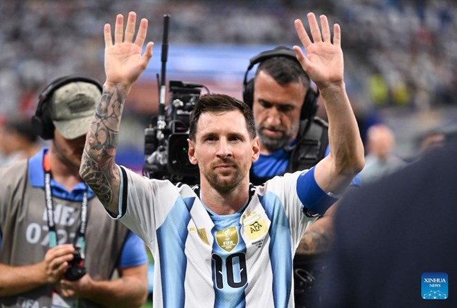 Messi has set new records at the World Cup after a double against Austria. Photo: Xinhua