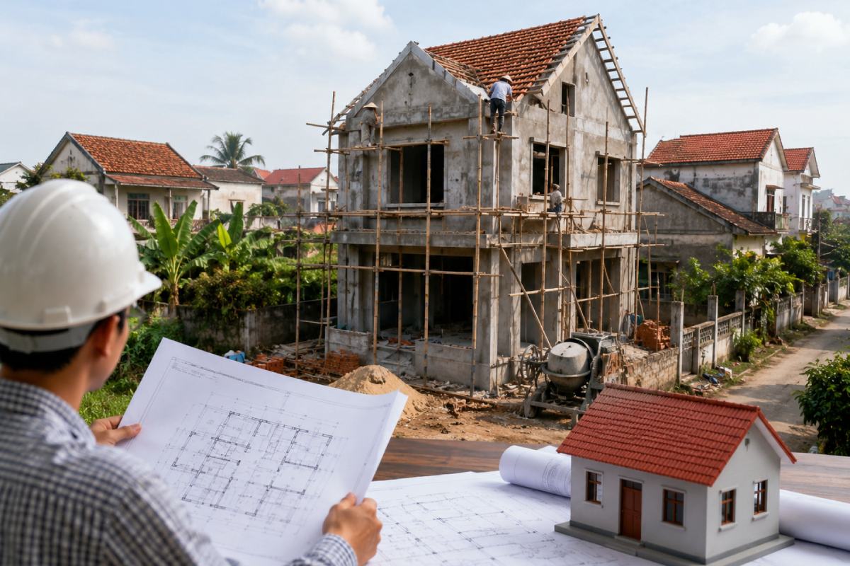 Readers wonder about the issuance of construction permits when building houses in the commune's general plan. Photo: Nhu Ha