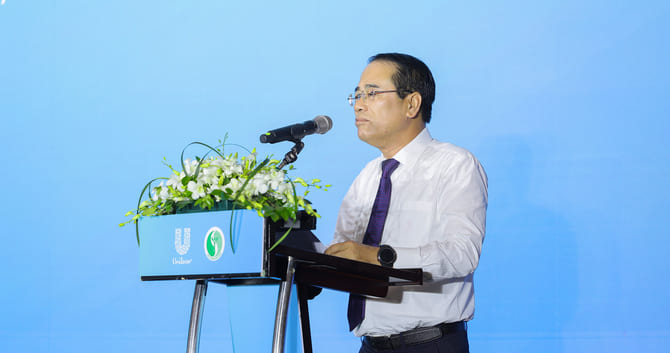 Ông Tăng Thế Cường - Cục trưởng Cục Môi trường, Bộ Nông nghiệp và Môi trường phát biểu tại buổi lễ. Ảnh: Bạch Dương