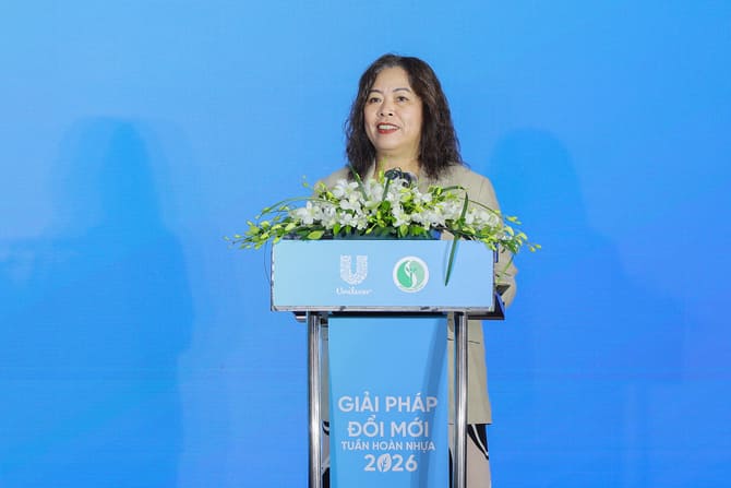 Bà Nguyễn Thị Bích Vân - Tổng Giám đốc Quốc gia, Unilever Việt Nam phát biểu tại buổi lễ. Ảnh: BTC