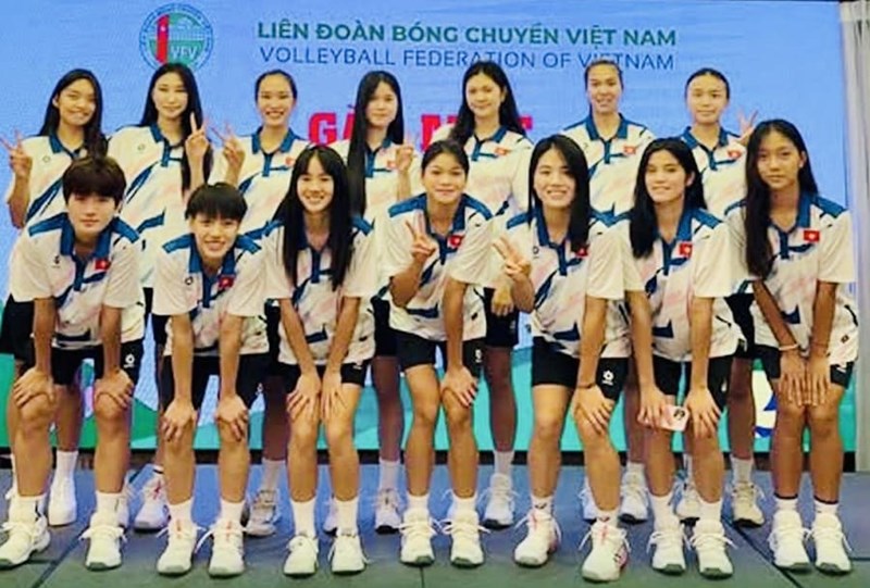 Vietnam U18 women's volleyball team wins the opening match of the U18 Southeast Asian Championship. Photo: VFV