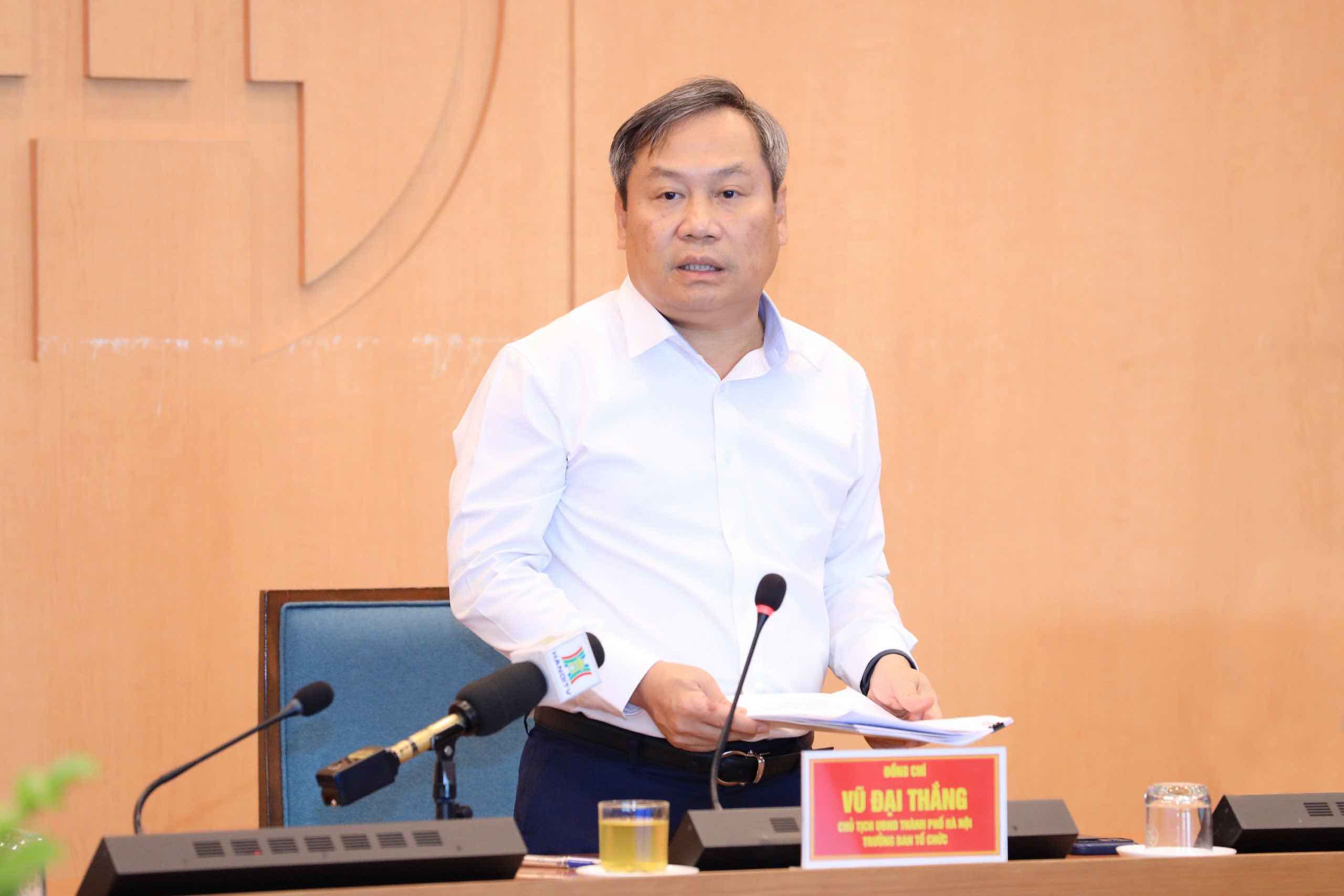 Chủ tịch UBND TP Hà Nội Vũ Đại Thắng phát biểu kết luận cuộc họp. Ảnh: Viết Thành