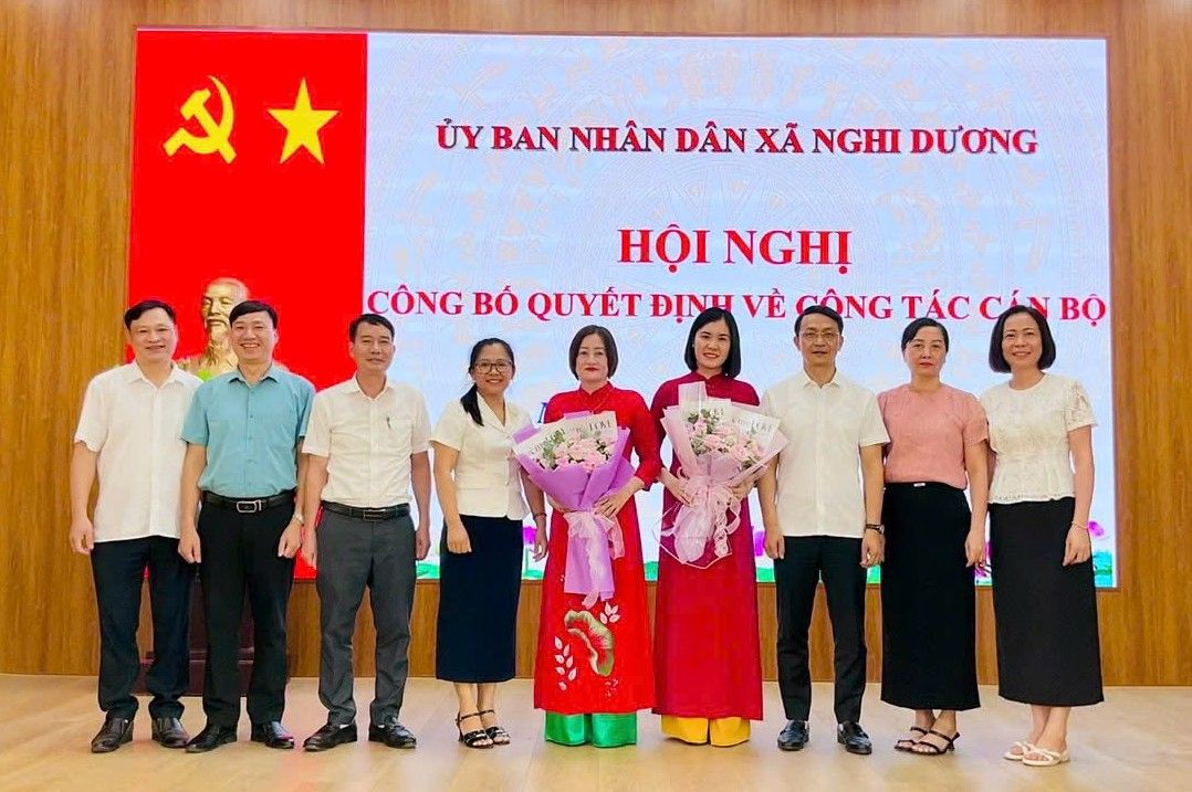 Xã Nghi Dương công bố quyết định về công tác cán bộ. Ảnh: Cổng thông tin xã Nghi Dương