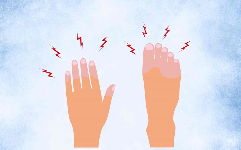 Numbness or tingling sensation in the feet in the morning may be related to diabetes. Graphics: Hoang Loc
