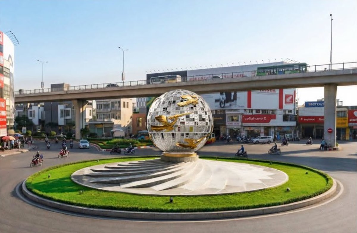 Perspectiva del diseño de una bola estilizada combinada con pájaros Lac en la rotonda de Lang Cha Ca (Ciudad Ho Chi Minh). Foto: Departamento de Construcción de la ciudad de Ho Chi Minh