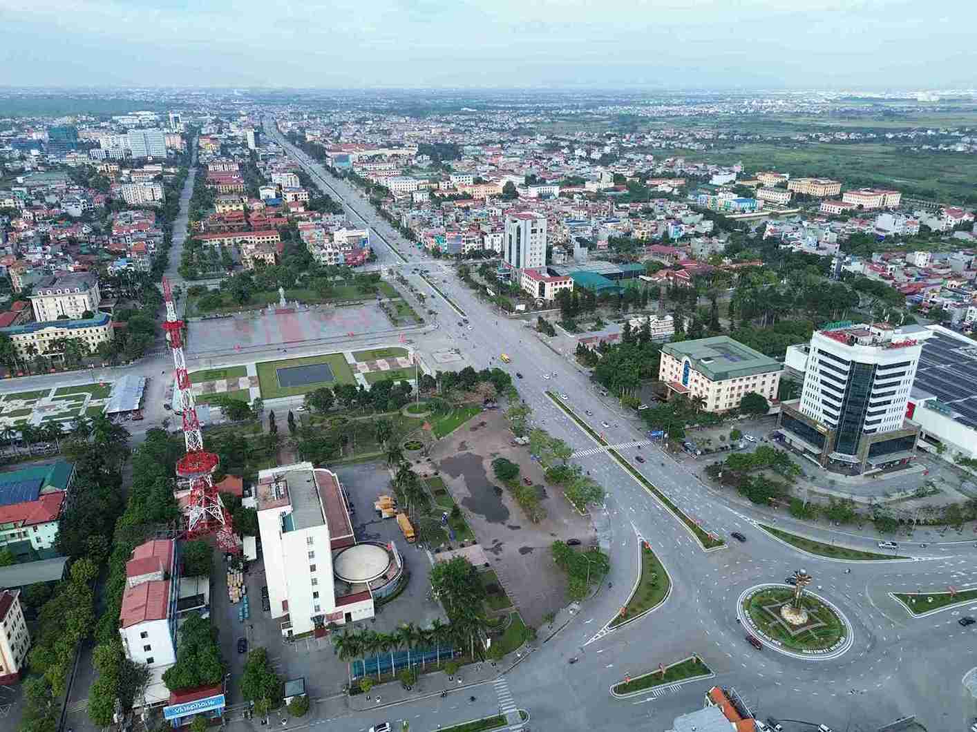 Overview of Hung Yen province from above, highlighting the direction of urban space development. Photo: Mai Huong
