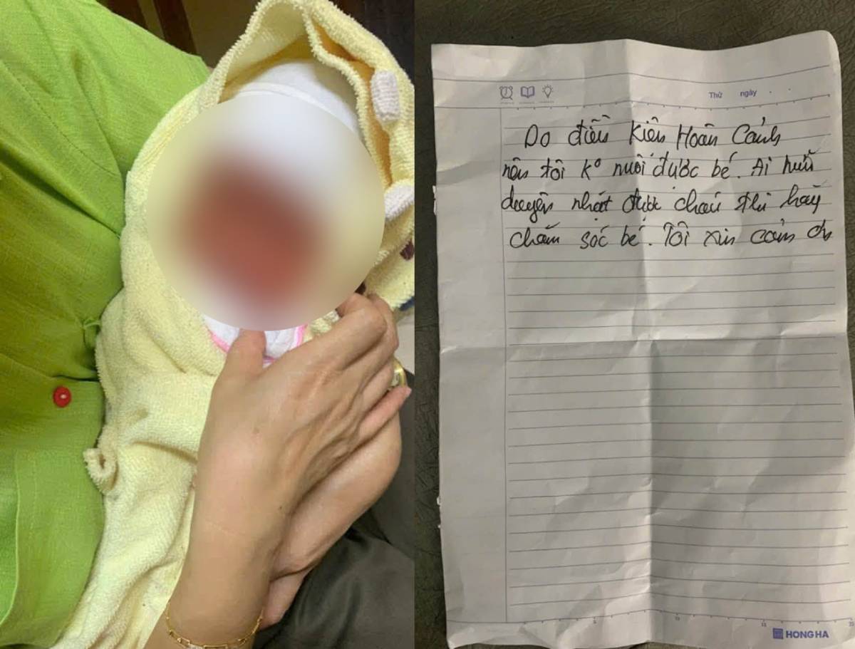Abandoned baby girl in Ngu Thien commune, Hung Yen province. Photo: Ngu Thien Commune Police