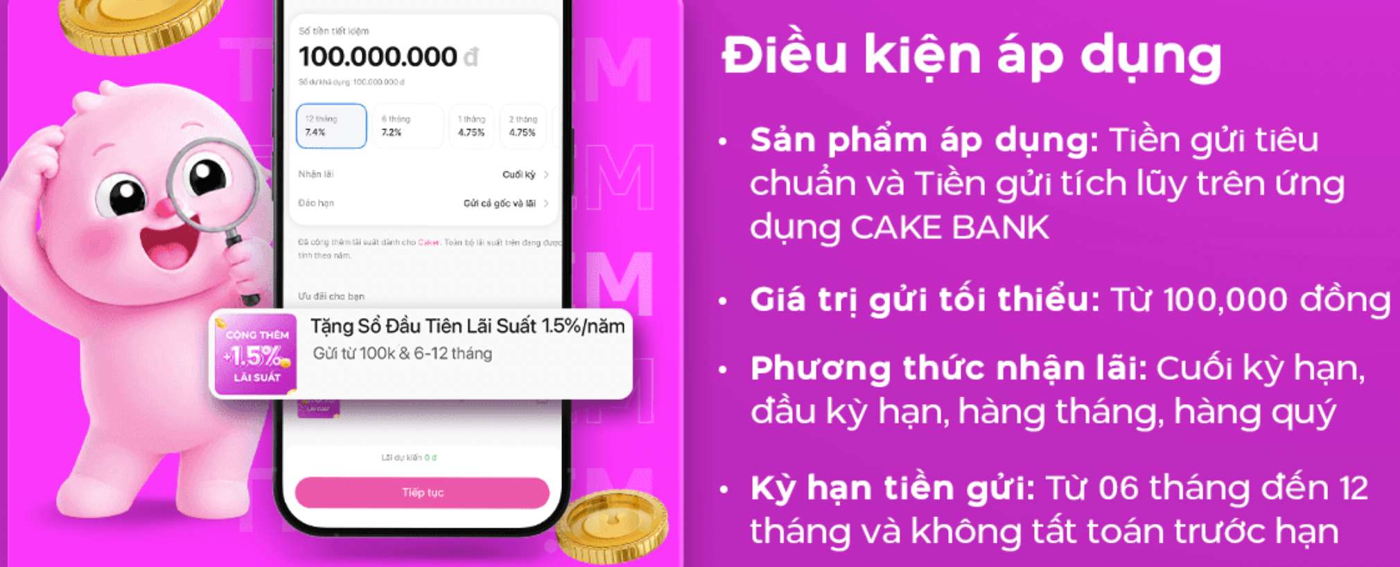 Biểu lãi suất tiết kiệm Cake by VPBank. Ảnh: Cake by VPBank