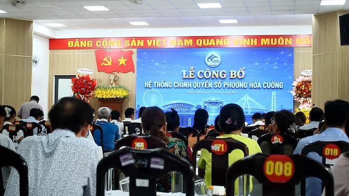 Lễ công bố vận hành Hệ thống Chính quyền số phường Hòa Cường. Ảnh: Nguyễn Linh