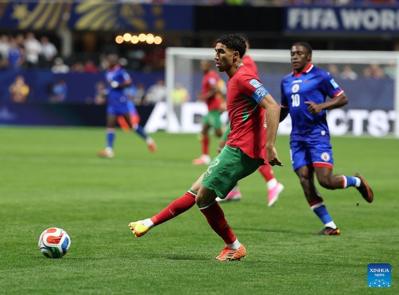 Tuyển Maroc thắng Haiti 4-2, giữ vững vị trí thứ 2 tại bảng C World Cup 2026. Ảnh: Xinhua