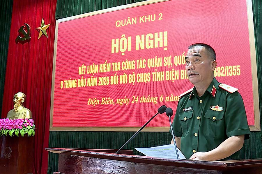Thiếu tướng Nguyễn Đăng Khải kết luận tại hội nghị. Ảnh: Cổng TTĐT Điện Biên