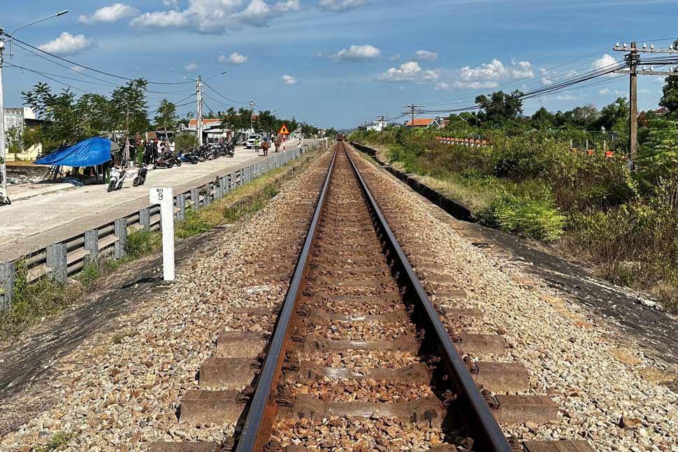 The scene of the accident occurred on the North-South railway section through An Nhon ward, Gia Lai. Photo: Nguyen Anh