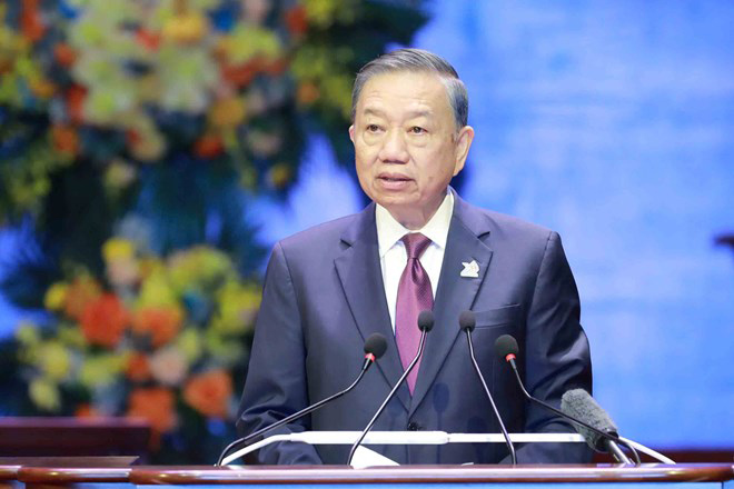 General Secretary and President To Lam delivers directing speech at the Congress. Photo: Huu Chanh