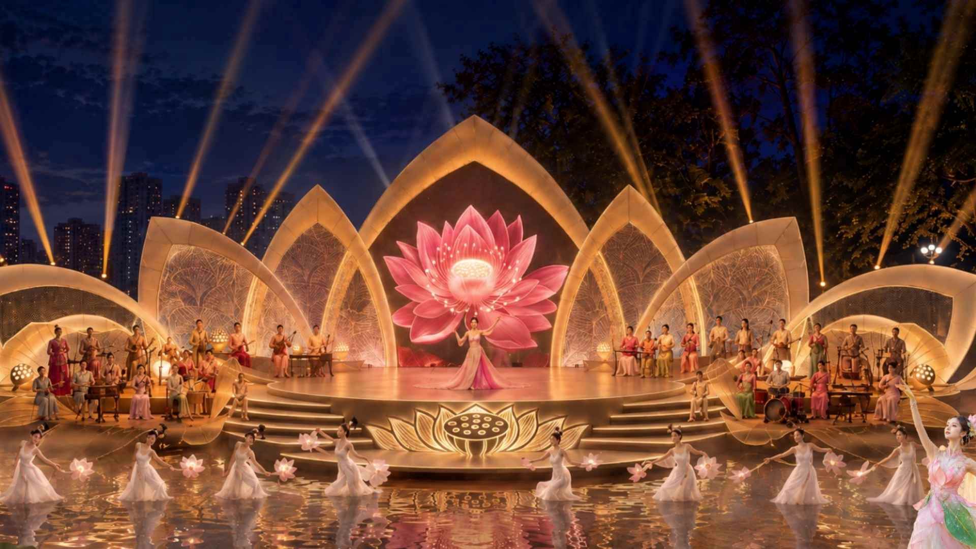 Illustration of the underwater stage with 3 performances "Preparation", "Storm" and "Standing Straight - Proud". Photo: Organizing Committee