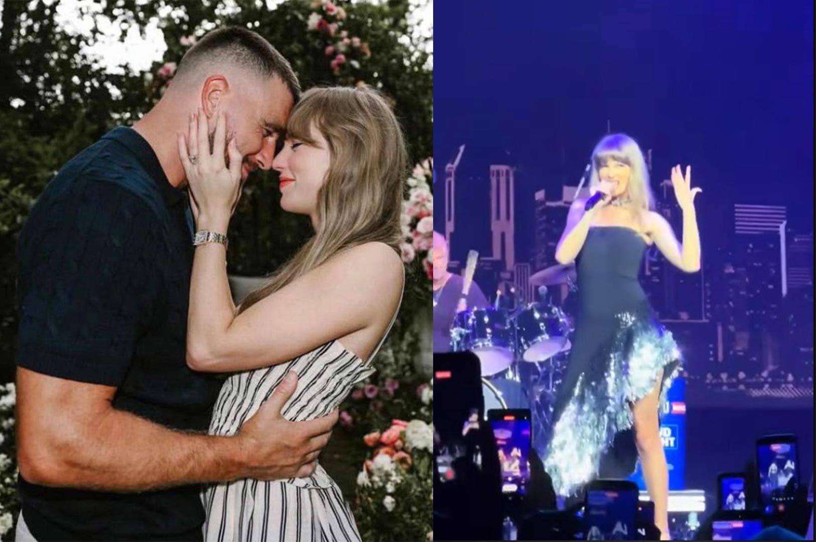 Taylor Swift suddenly appears to perform amidst a series of rumors about her wedding with Travis Kelce. Photo cut from video