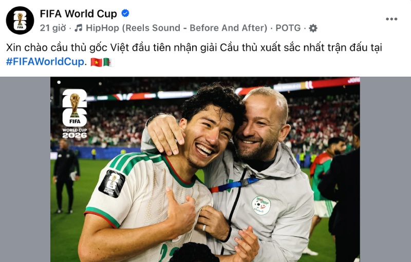 Ibrahim Maza was congratulated by the FIFA World Cup homepage. Photo: Cut from the homepage