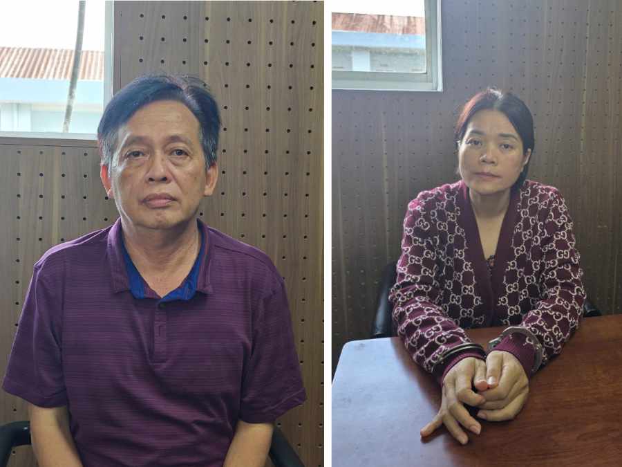 Dù chỉ làm nghề kinh doanh bất động sản và mua bán heo nhưng Nguyễn Thị Yến (bên phải) vẫn giả danh cán bộ Công an lừa đảo chiếm đoạt 3 tỉ đồng. Ảnh: Công an cung cấp