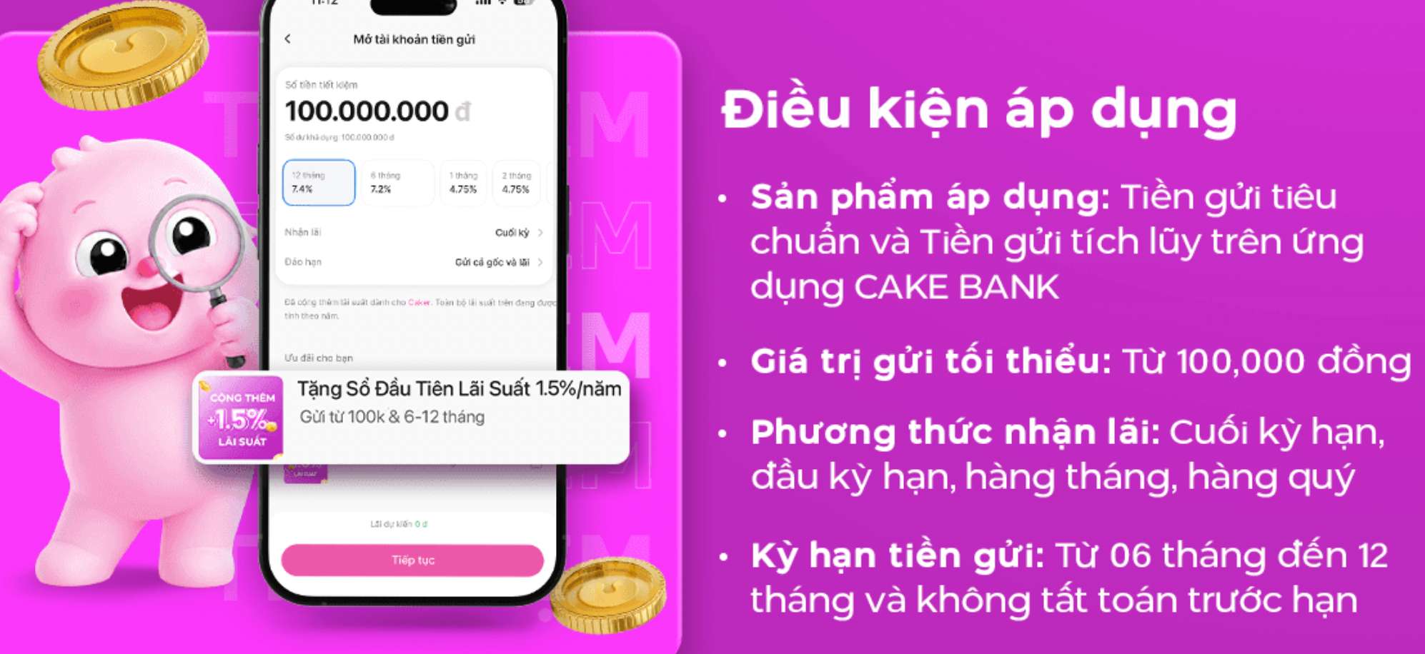 Biểu lãi suất tiết kiệm Cake by VPBank. Ảnh: Cake by VPBank  