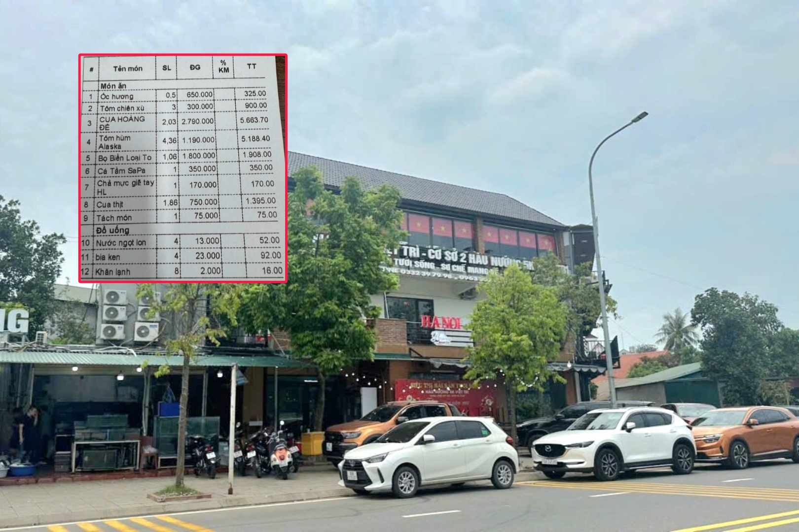 The seafood restaurant in Viet Tri ward spoke out about the case of a young man not paying the 16 million VND bill. Photo: Duc Hoang