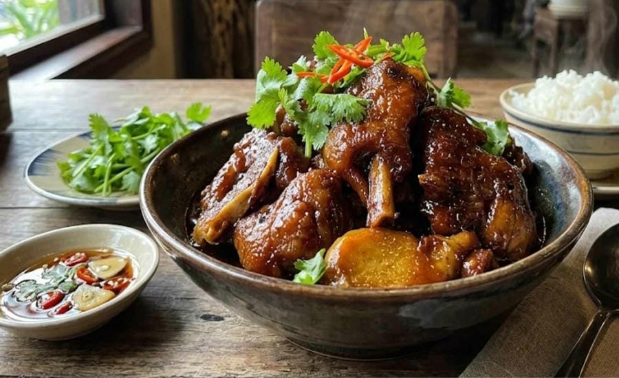 The five-spice duck stew has a beautiful cockroach-brown color, the meat is soft but still retains firmness. Graphics: Minh Vu