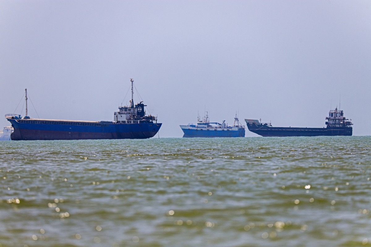 Some cargo ships operating in the Strait of Hormuz. Photo: AFP