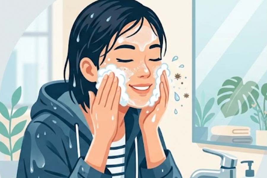 Washing your face immediately after rain can help remove dirt on the skin. Graphics: Thien Nhan