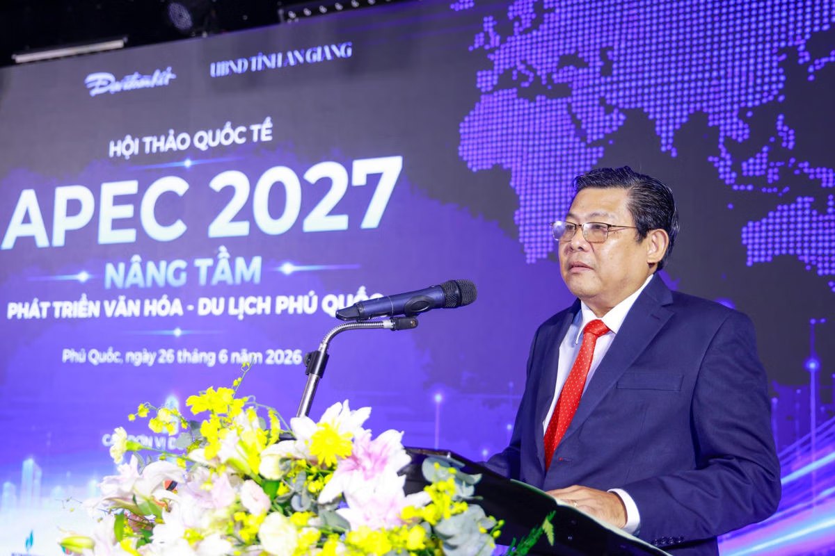 Ông Ngô Công Thức, Phó Chủ tịch UBND tỉnh An Giang phát biểu tại hội thảo. Ảnh: Quang Vinh.