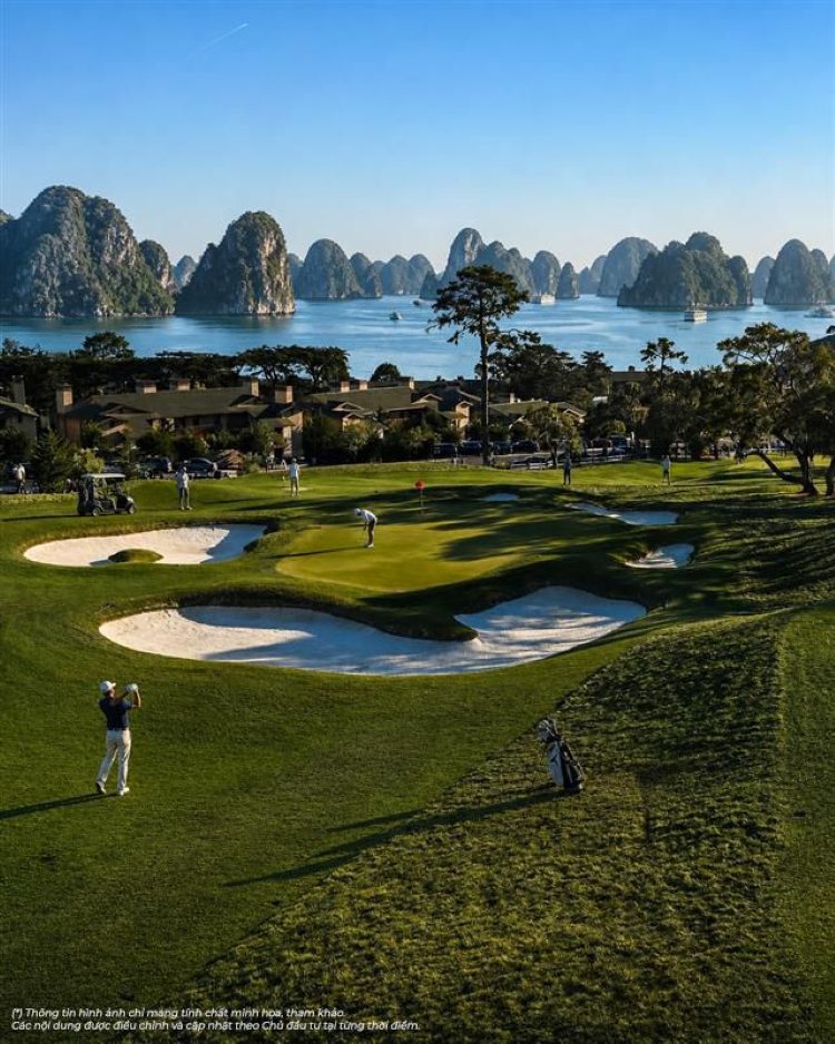Chơi golf giữa vịnh di sản là trải nghiệm hiếm có bậc nhất thế giới tại Đảo Tinh hoa Thể thao. 