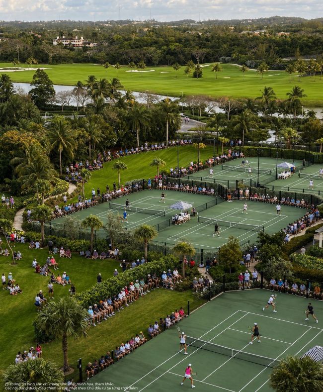 Bên cạnh dãy sân tennis là cụm 9 sân golf đẳng cấp, đưa Đảo Tinh hoa Thể thao trở thành điểm đến của cộng đồng yêu thể thao 